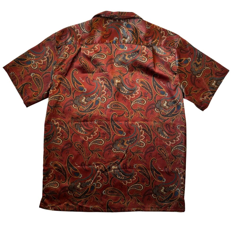 Urban Outfitters Satin Paisley Shirt Men's Small Retro Resort Festival Vacation - Picture 4 of 16